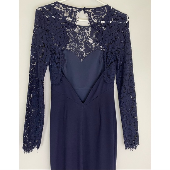 Lulus Whenever You Call Lace Open Back Maxi Dress Navy Size Small - Picture 5 of 8